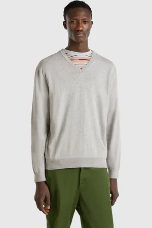 Benetton Pull En Pur Coton À Col V