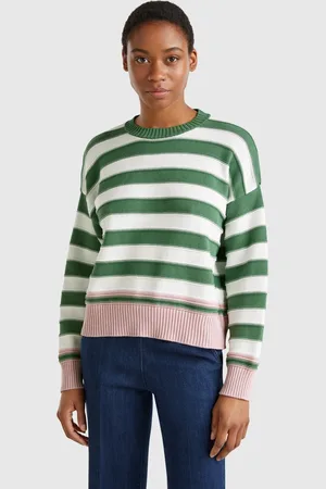 Benetton Pull Rayé En Coton Tricot