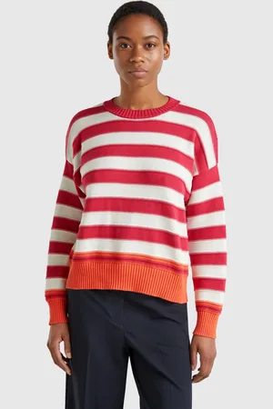 Benetton Pull Rayé En Coton Tricot