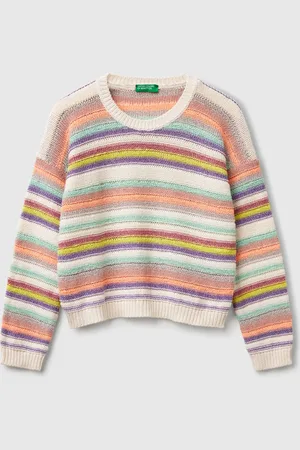 Benetton Pull Rayé Multicolore Avec Lurex