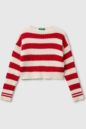Benetton Pull Rayé Bicolore