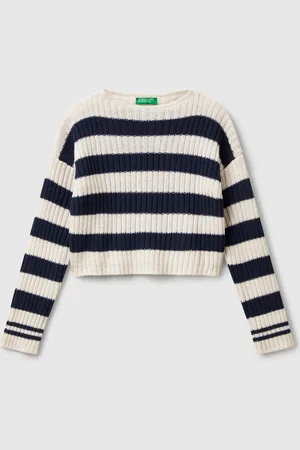 Benetton Pull Rayé Bicolore