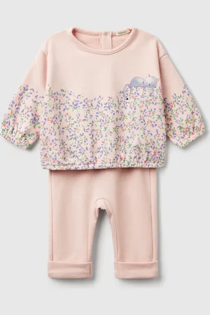 Benetton Ensemble Sweat-shirt Et Pantalon En Coton Mélangé