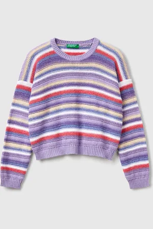 Benetton Pull Rayé Multicolore Avec Lurex