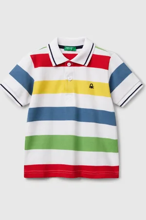 Benetton Polo Rayé À Manches Courtes