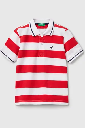 Benetton Polo Rayé À Manches Courtes