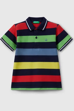Benetton Polo Rayé À Manches Courtes