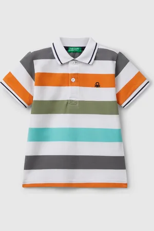 Benetton Polo Rayé À Manches Courtes