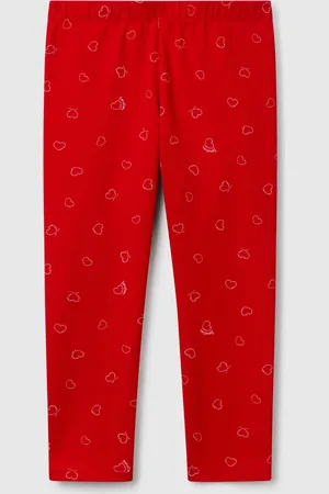 Benetton Legging Rouge Imprimé Coeur