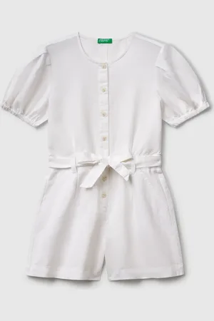 Benetton Combinaison En Lin Mélangé Avec Ceinture