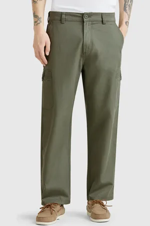Benetton Pantalon Cargo En Lin Mélangé