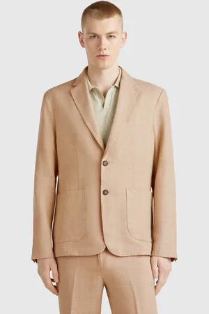 Benetton Blazer Rayé En Lin Mélangé