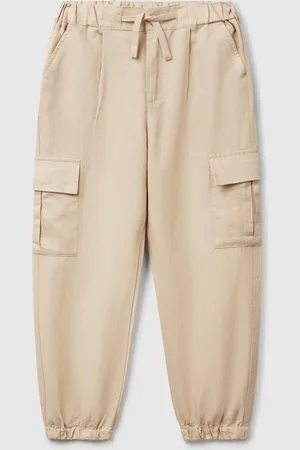 Benetton Pantalon Cargo En Lin Mélangé