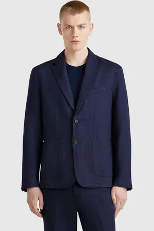 Benetton Blazer Rayé En Lin Mélangé