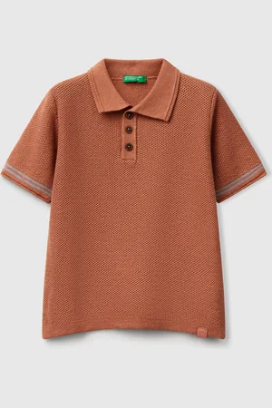Benetton Polo À Manches Courtes En Lin Mélangé