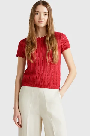 Benetton Pull Pur Coton Perforé