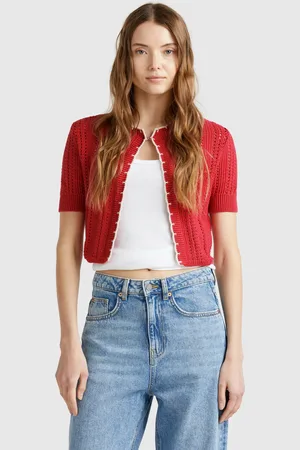 Benetton Cardigan Court Perforé