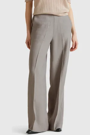 Benetton Pantalon Palazzo En 100% Lin