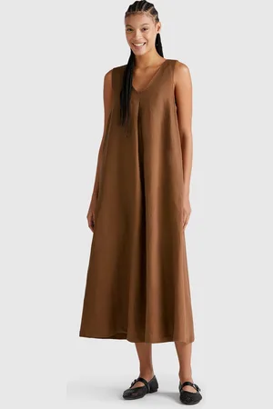 Benetton Robe Sans Manches En Pur Lin
