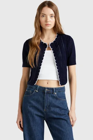 Benetton Cardigan Court Perforé