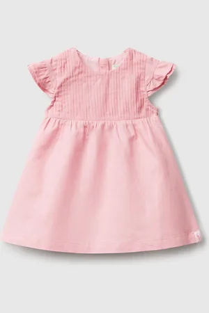 Benetton Robe En Lin Et Coton Mélangés