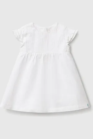 Benetton Robe En Lin Et Coton Mélangés