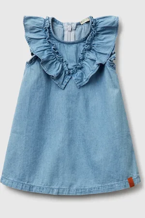 Benetton Robe En Chambray À Volants