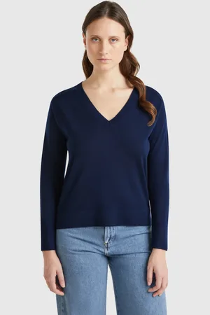 Benetton Pull Col V En Pure Laine Mérinos