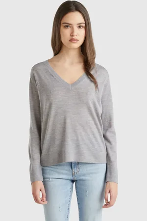 Benetton Pull Col V En Pure Laine Mérinos