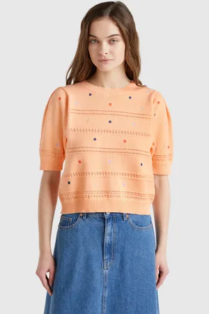 Benetton Pull À Fleurs Brodées
