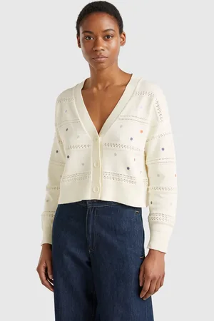 Benetton Cardigan À Fleurs Brodées