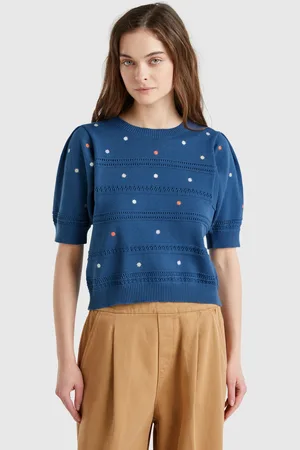Benetton Pull À Fleurs Brodées
