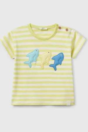 Benetton T-shirt Rayé Avec Patch Requin