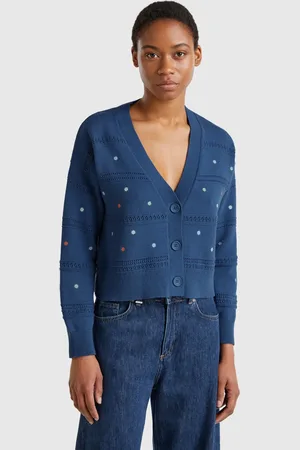 Benetton Cardigan À Fleurs Brodées