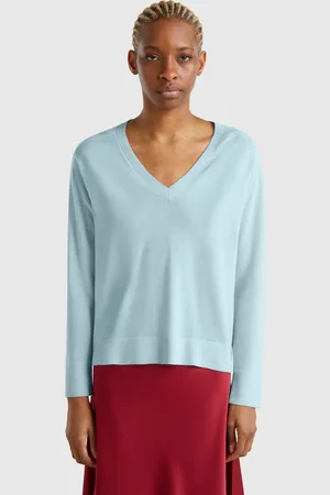 Benetton Pull Col V En Pure Laine Mérinos