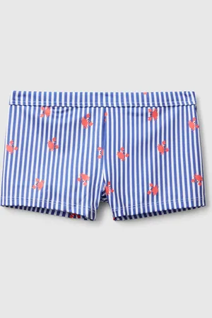 Benetton Maillot De Bain Boxer Rayé Avec Crabes