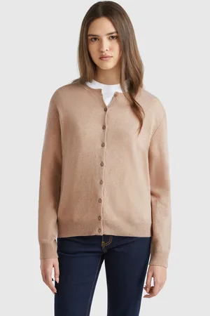 Benetton Gilet À Col Rond En Pure Laine Mérinos