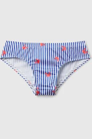 Benetton Slip De Bain Rayé Imprimé Crabe