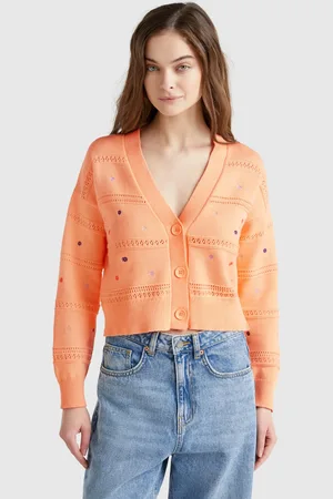 Benetton Cardigan À Fleurs Brodées
