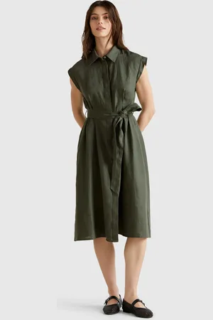 Benetton Robe Chemise Pur Lin