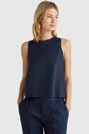 Benetton Top Sans Manches En Pur Lin
