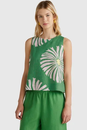 Benetton Top Imprimé En Pur Lin