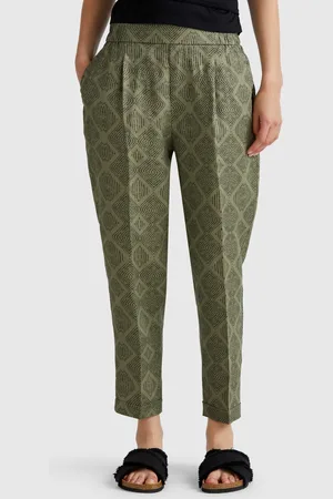 Benetton Pantalon En Lin Imprimé