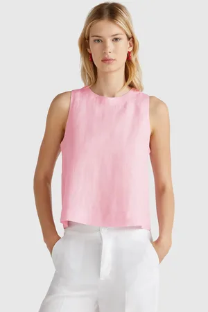 Benetton Top Sans Manches En Pur Lin