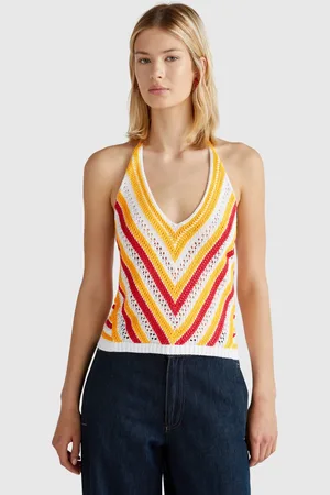 Benetton Haut Rayé Au Crochet