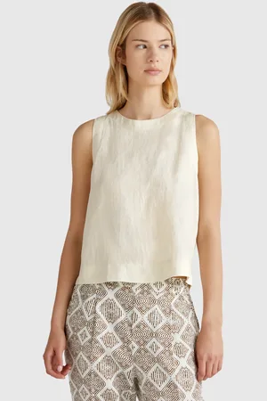 Benetton Top Sans Manches En Pur Lin