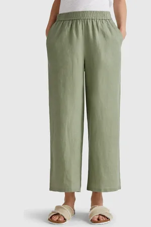Benetton Pantalon Large En Pur Lin