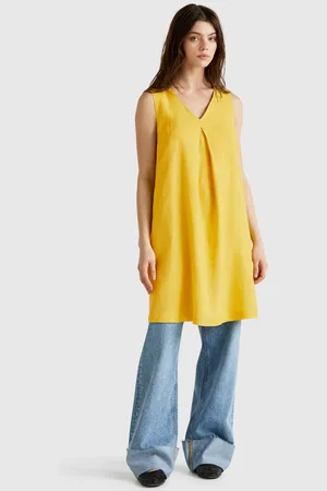 Benetton Robe Sans Manches En Pur Lin