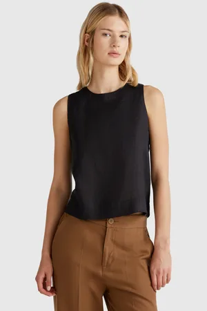 Benetton Top Sans Manches En Pur Lin
