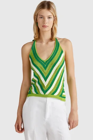 Benetton Haut Rayé Au Crochet